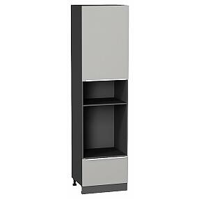 Шкаф пенал с 1-ой дверцей и ящиком под технику Фьюжн Silky Light Grey  Graphite 2336*600*576