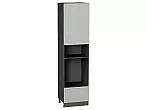 Шкаф пенал с 1-ой дверцей и ящиком под технику Фьюжн Silky Light Grey Graphite 2336*600*576