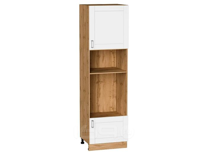 Шкаф пенал с 1-ой дверцей и ящиком под технику Лофт White Silk/Дуб Вотан 2132*600*576