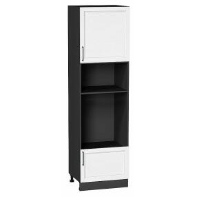 Шкаф пенал с 1-ой дверцей и ящиком под технику Сканди White Silkwood/Graphite 2132*600*576