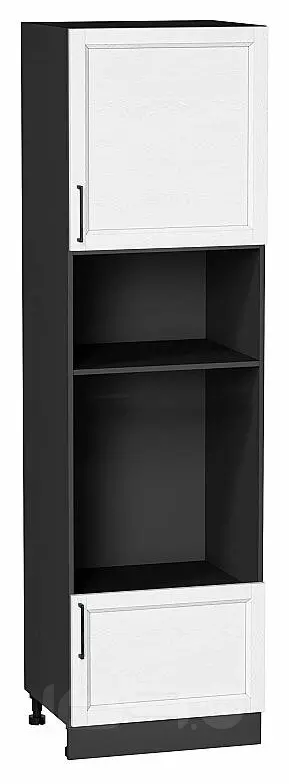 Шкаф пенал с 1-ой дверцей и ящиком под технику Сканди White Silkwood/Graphite 2132*600*576