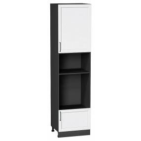 Шкаф пенал с 1-ой дверцей и ящиком под технику Сканди White Silkwood/Graphite 2336*600*576