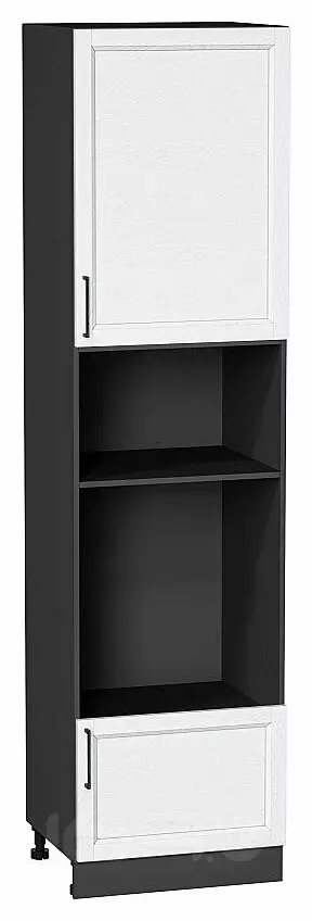 Шкаф пенал с 1-ой дверцей и ящиком под технику Сканди White Silkwood/Graphite 2336*600*576