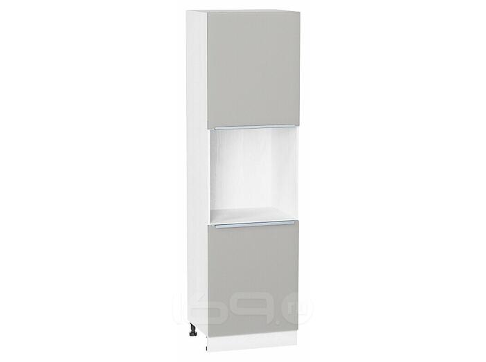 Шкаф пенал с 2-мя дверцами под технику Фьюжн Silky Light Grey  Белый 2132*600*576