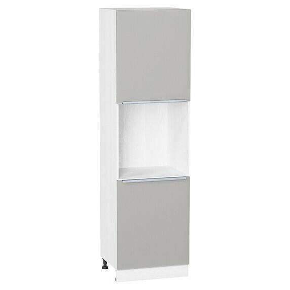 Шкаф пенал с 2-мя дверцами под технику Фьюжн Silky Light Grey  Белый 2132*600*576