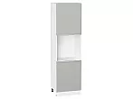 Шкаф пенал с 2-мя дверцами под технику Фьюжн Silky Light Grey Белый 2132*600*576