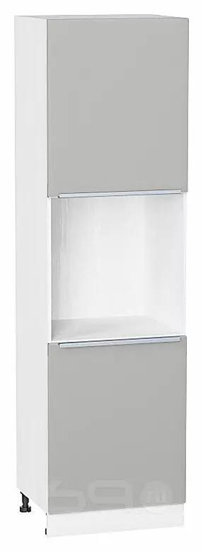 Шкаф пенал с 2-мя дверцами под технику Фьюжн Silky Light Grey  Белый 2132*600*576