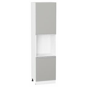 Шкаф пенал с 2-мя дверцами под технику Фьюжн Silky Light Grey  Белый 2336*600*576