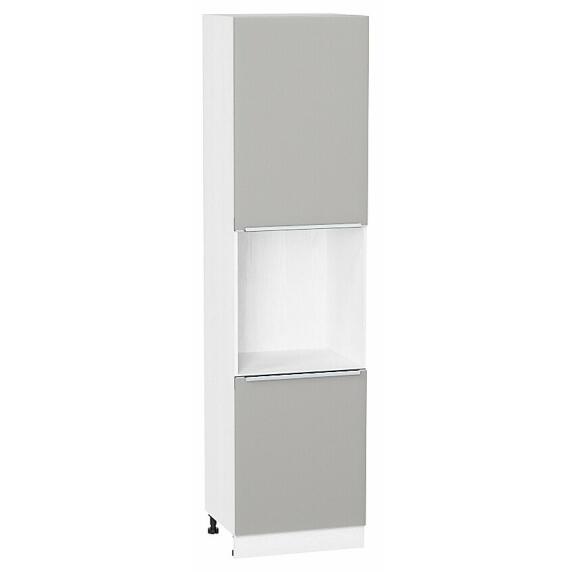Шкаф пенал с 2-мя дверцами под технику Фьюжн Silky Light Grey  Белый 2336*600*576