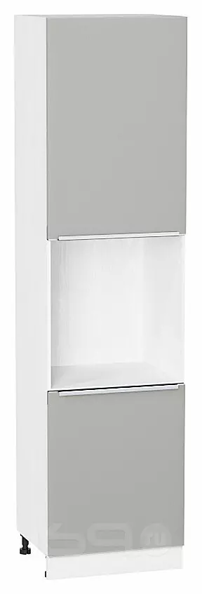 Шкаф пенал с 2-мя дверцами под технику Фьюжн Silky Light Grey  Белый 2336*600*576