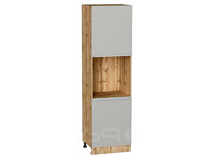 Шкаф пенал с 2-мя дверцами под технику Фьюжн Silky Light Grey  Дуб Вотан 2132*600*576