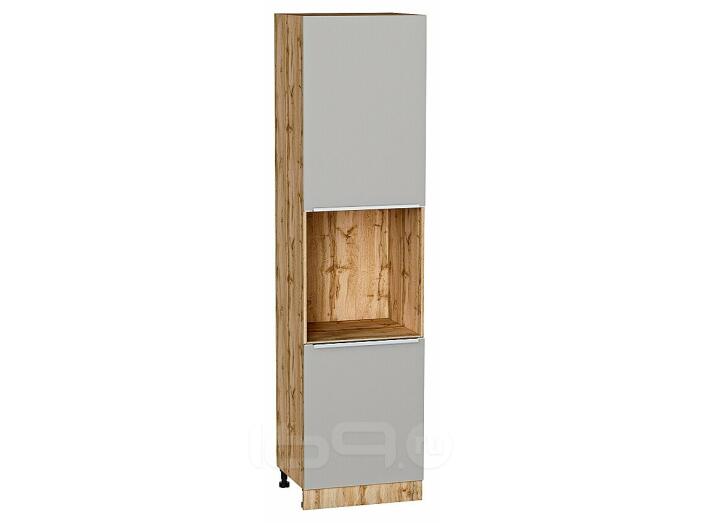 Шкаф пенал с 2-мя дверцами под технику Фьюжн Silky Light Grey  Дуб Вотан 2336*600*576
