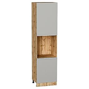 Шкаф пенал с 2-мя дверцами под технику Фьюжн Silky Light Grey  Дуб Вотан 2336*600*576