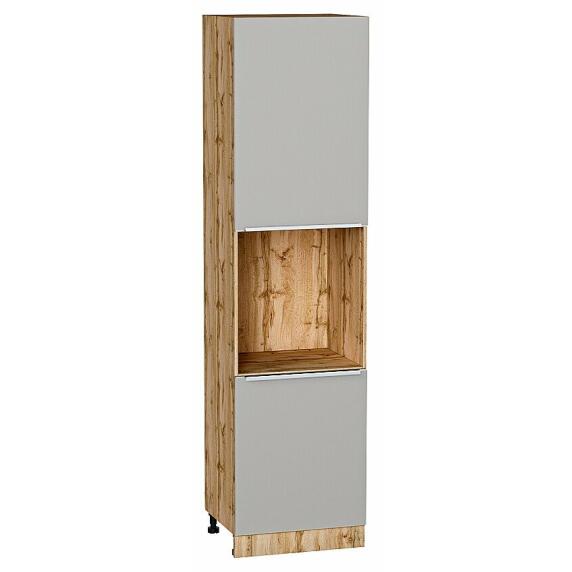 Шкаф пенал с 2-мя дверцами под технику Фьюжн Silky Light Grey  Дуб Вотан 2336*600*576