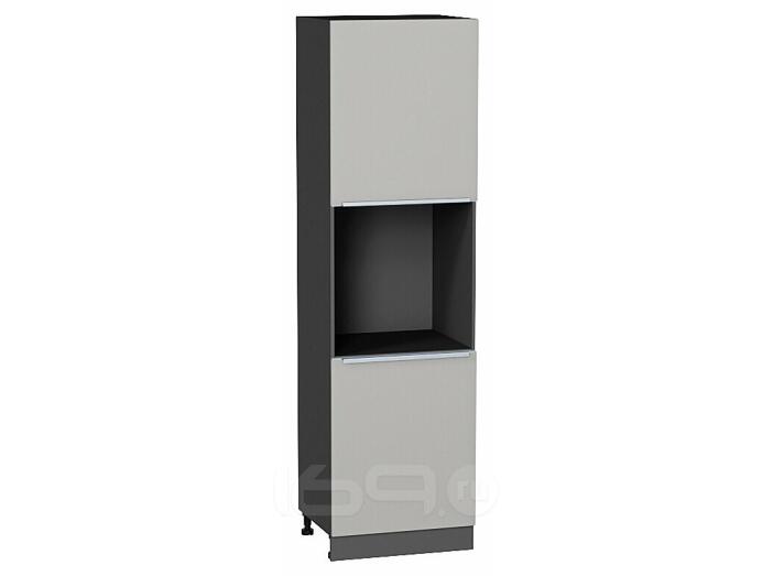 Шкаф пенал с 2-мя дверцами под технику Фьюжн Silky Light Grey  Graphite 2132*600*576