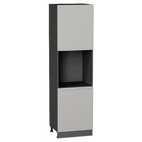 Шкаф пенал с 2-мя дверцами под технику Фьюжн Silky Light Grey  Graphite 2132*600*576
