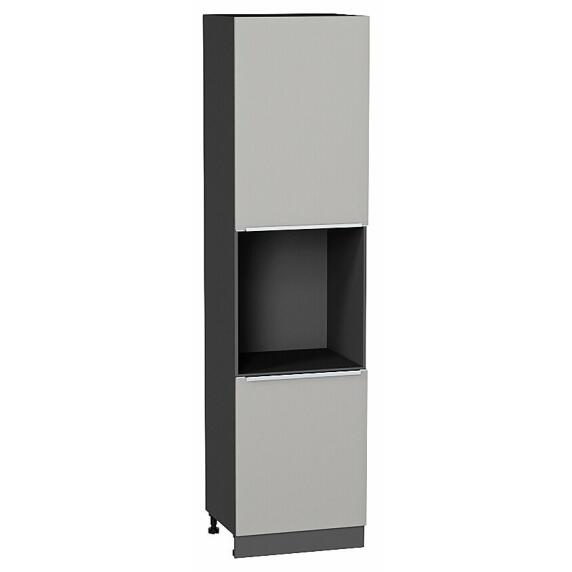 Шкаф пенал с 2-мя дверцами под технику Фьюжн Silky Light Grey  Graphite 2336*600*576