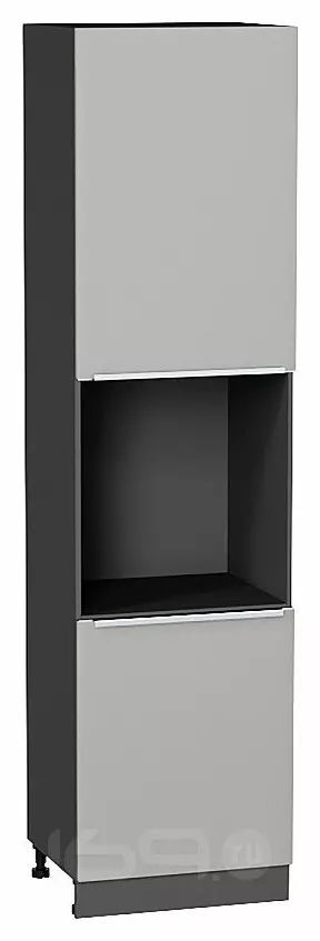 Шкаф пенал с 2-мя дверцами под технику Фьюжн Silky Light Grey  Graphite 2336*600*576