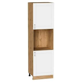 Шкаф пенал с 2-мя дверцами под технику Лофт White Silk/Дуб Вотан 2132*600*576