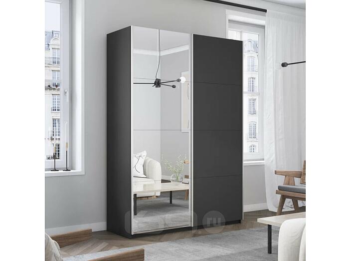 Шкаф Прайм 2 TM_L-140 Серый Диамант ЛДСП Зеркало 1400*2300*570