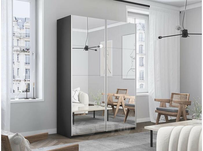 Шкаф Прайм 2 TM_L-140 Серый Диамант Зеркало 1400*2300*570