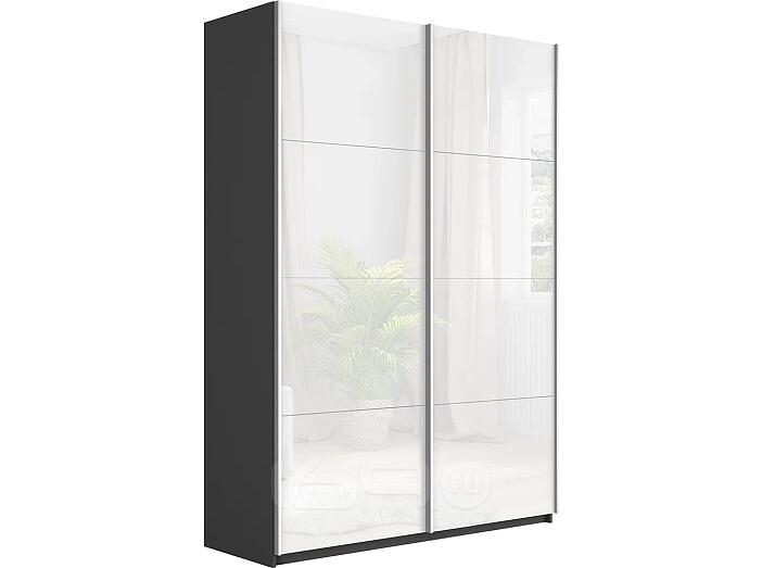 Шкаф Прайм 2 TM_L-160 Серый Диамант Стекло белое 1600*2300*570