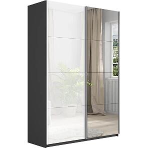 Шкаф Прайм 2 TM_L-160 Серый Диамант Зеркало Стекло белое 1600*2300*570