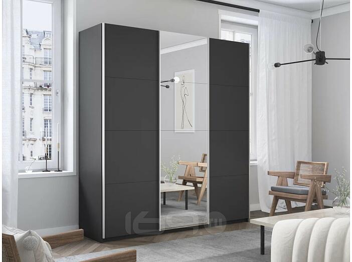 Шкаф Прайм 3 TM_L-180 Серый Диамант ЛДСП Зеркало ЛДСП 1800*2300*570