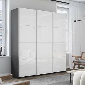 Шкаф Прайм 3 TM_L-180 Серый Диамант Стекло белое 1800*2300*570