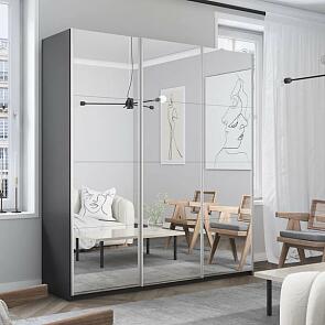 Шкаф Прайм 3 TM_L-180 Серый Диамант Зеркало 1800*2300*570