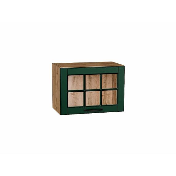 Шкаф верхний горизонтальный остекленный Дублин Special Green/Дуб Вотан 358*500*318