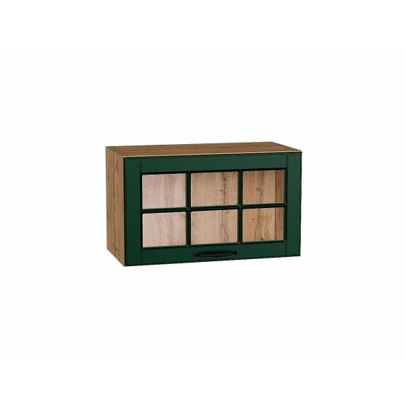 Шкаф верхний горизонтальный остекленный Дублин Special Green/Дуб Вотан 358*600*318