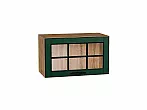 Шкаф верхний горизонтальный остекленный Дублин Special Green/Дуб Вотан 358*600*318