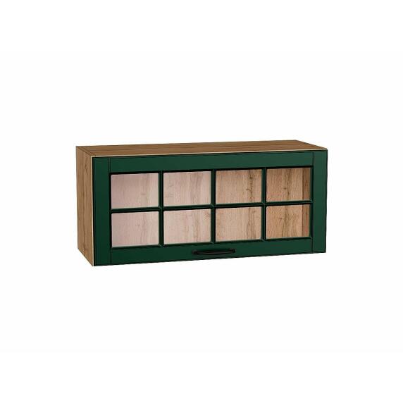 Шкаф верхний горизонтальный остекленный Дублин Special Green/Дуб Вотан 358*800*318