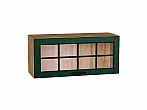 Шкаф верхний горизонтальный остекленный Дублин Special Green/Дуб Вотан 358*800*318
