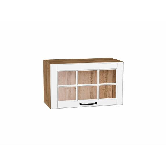 Шкаф верхний горизонтальный остекленный Дублин Special White/Дуб Вотан 358*600*318