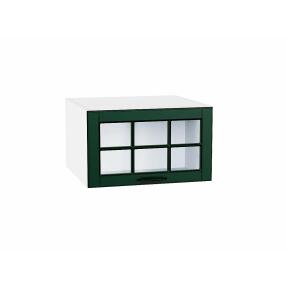 Шкаф верхний горизонтальный остекленный глубокий Дублин Special Green/Белый 358*600*574