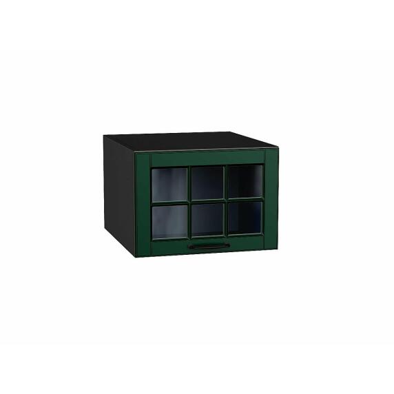 Шкаф верхний горизонтальный остекленный глубокий Дублин Special Green/Graphite 358*500*574