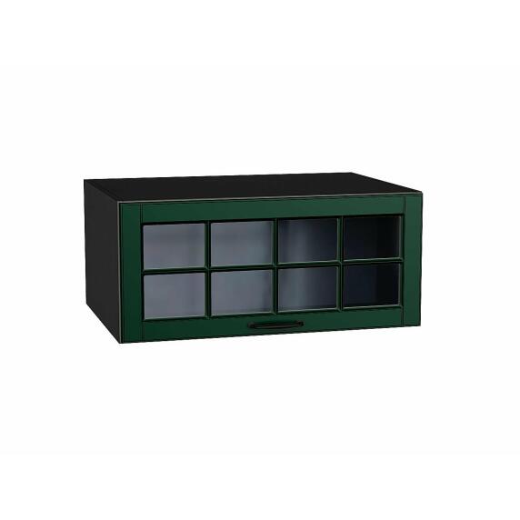 Шкаф верхний горизонтальный остекленный глубокий Дублин Special Green/Graphite 358*800*574
