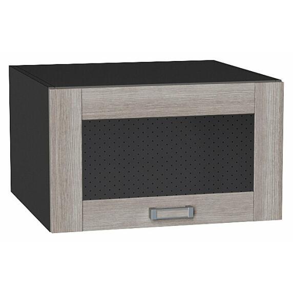 Шкаф верхний горизонтальный остекленный глубокий Лофт Cappuccino Veralinga/Graphite 358*600*576