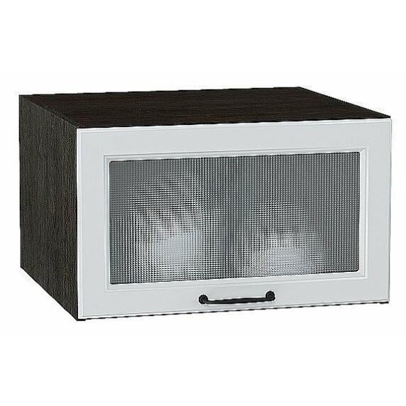 Шкаф верхний горизонтальный остекленный глубокий Ницца Blanco/Graphite 358*600*574