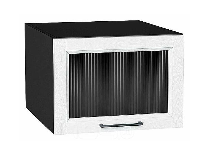 Шкаф верхний горизонтальный остекленный глубокий Сканди White Silkwood/Graphite 358*500*576