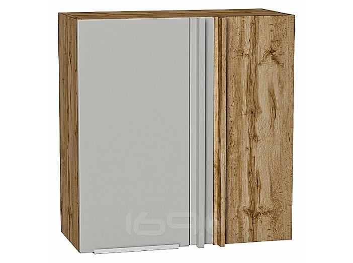 Шкаф верхний прямой угловой Фьюжн Silky Light Grey  Дуб Вотан 716*700*345