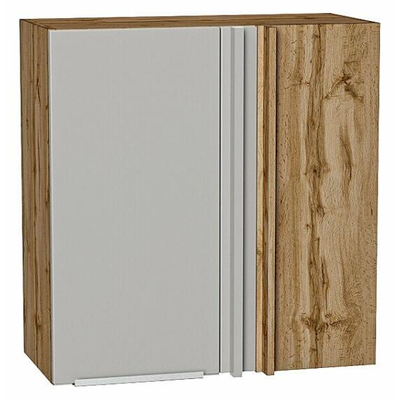 Шкаф верхний прямой угловой Фьюжн Silky Light Grey  Дуб Вотан 716*700*345