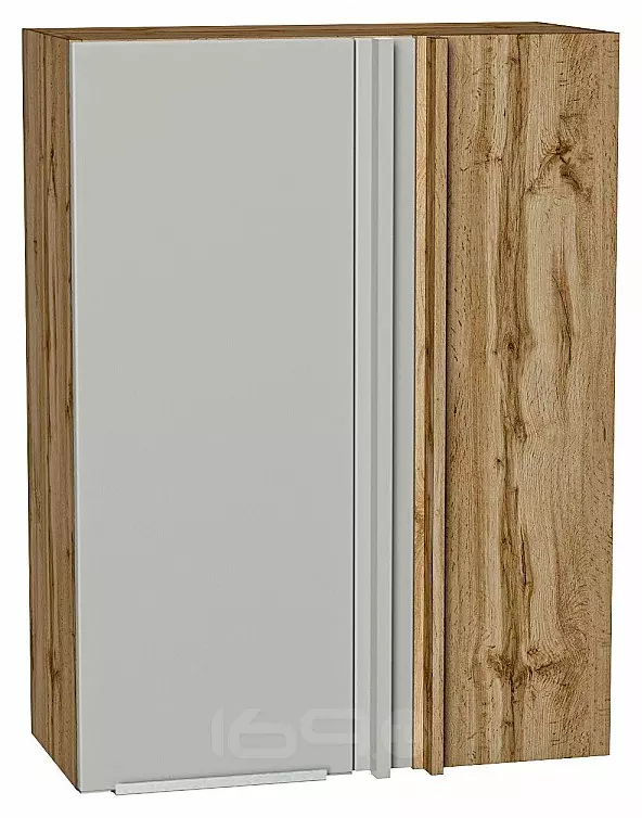 Шкаф верхний прямой угловой Фьюжн Silky Light Grey  Дуб Вотан 920*700*345
