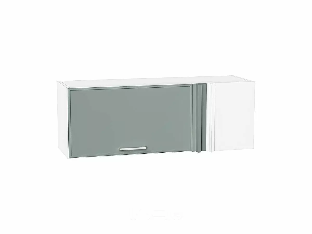 Шкаф верхний прямой угловой горизонтальный Квадро Аквамарин/Белый 358*1000*350