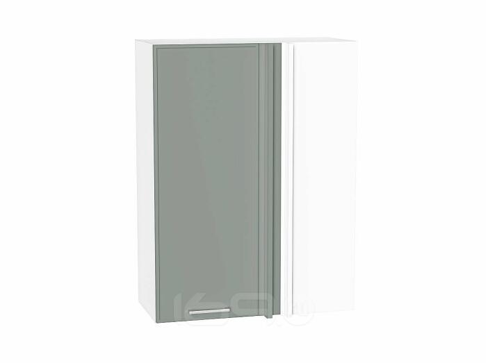 Шкаф верхний прямой угловой Квадро Аквамарин/Белый 920*700*345