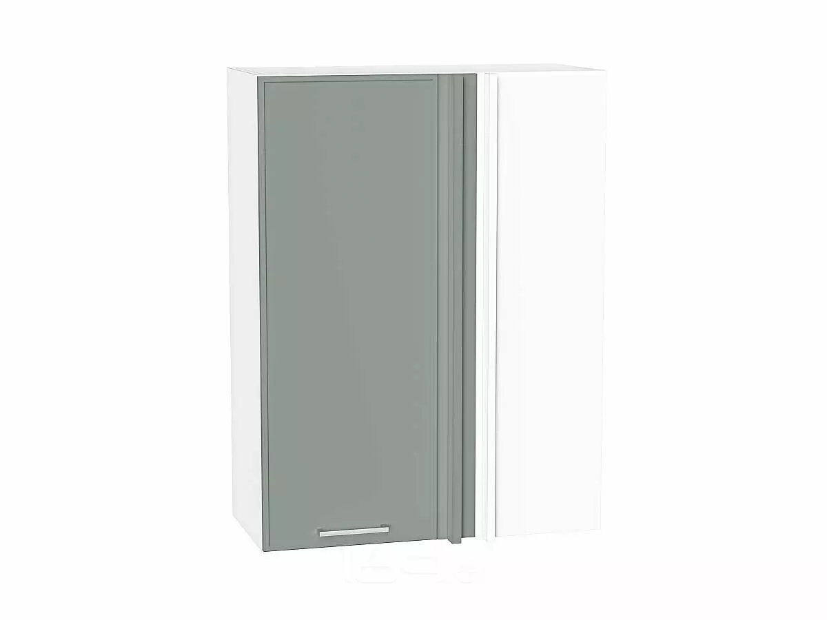 Шкаф верхний прямой угловой Квадро Аквамарин/Белый 920*700*345