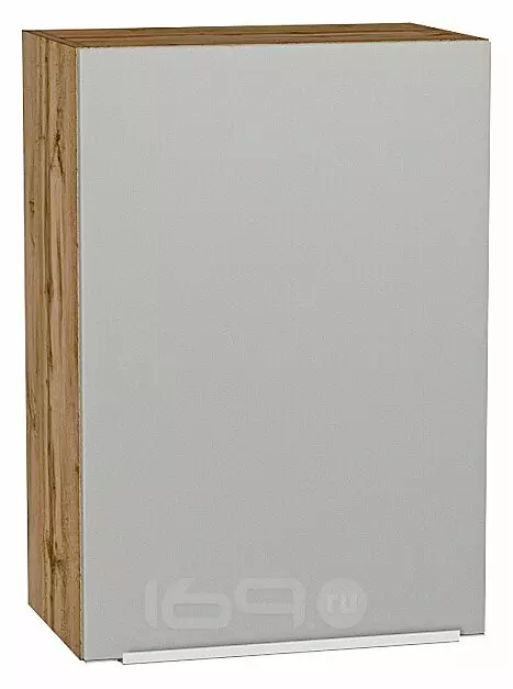 Шкаф верхний с 1-ой дверцей Фьюжн Silky Light Grey  Дуб Вотан 716*500*320