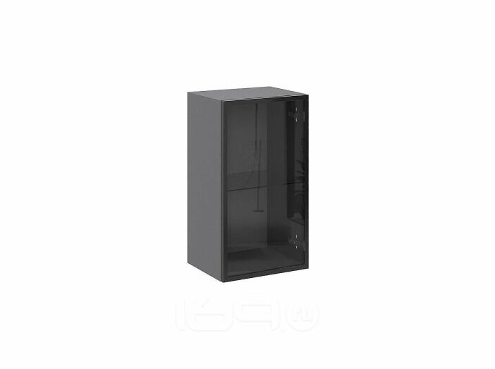 Шкаф верхний с 1-ой остекленной дверцей Черный/Graphite 716*400*322